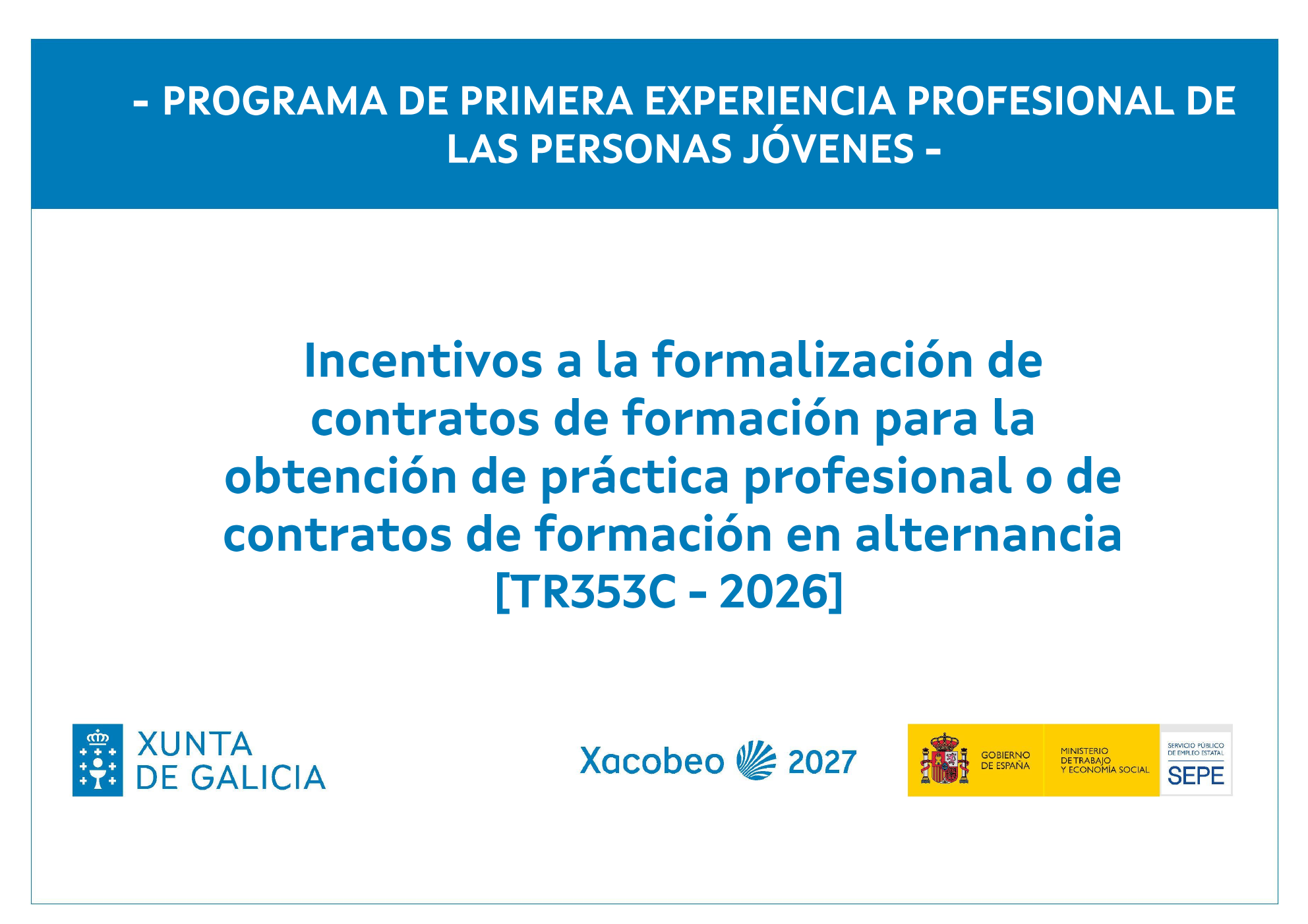 Cartel informativo del Programa de Primera Experiencia Profesional de las Personas Jóvenes